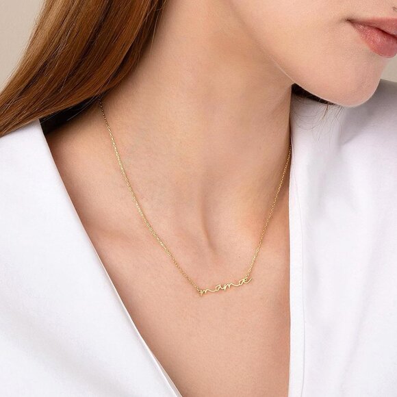 Timeless 18K Gold Plated Mama Pendant Necklace - Hypoallergenic & Non-Tarnish - Picture 9 of 9